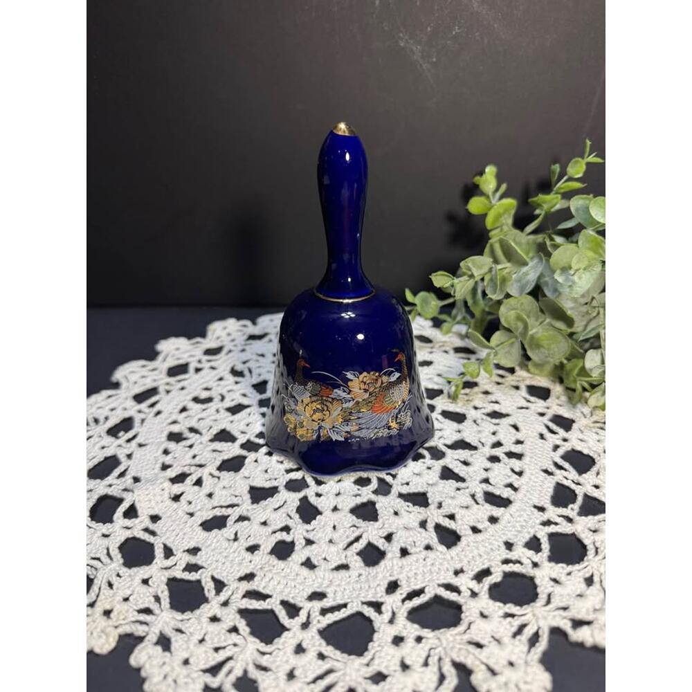 Blue Ceramic Bell Peacock Design
